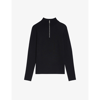 Sandro Wool Sweater With Zipped Collar In Black