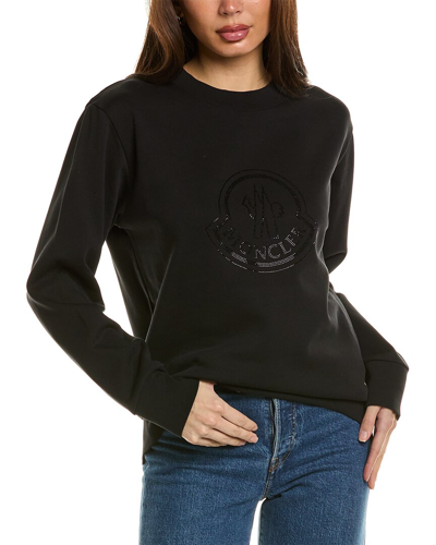 Moncler Sweatshirt With Embroidered Logo In Black