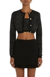 VERSACE BAROCCO METALLIC JACQUARD CROP CARDIGAN