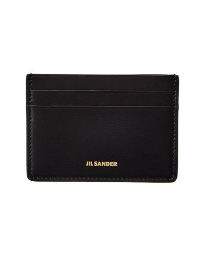 Jil Sander Logo Mini Leather Card Case In Black