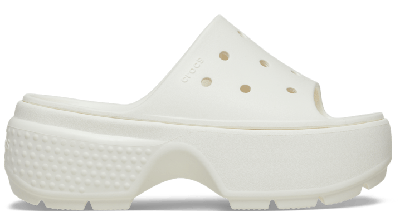 Crocs Logo Embossed Slippers In White