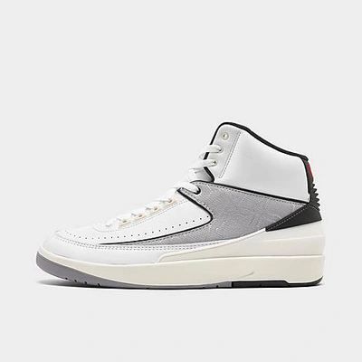 Nike Air Jordan Retro 2 Basketball Shoes In White/fire Red/black/sail/cement Grey