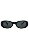 Miu Miu Logo-lettering Oval-frame Sunglasses In Black