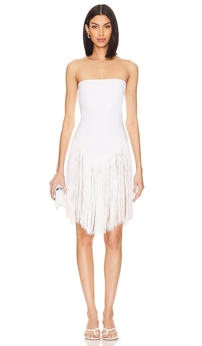 Norma Kamali X Revolve Fringe Dress In White