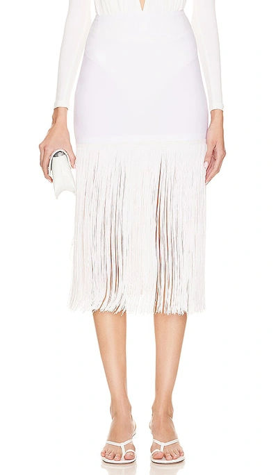 Norma Kamali X Revolve Fringe Mini Skirt In White