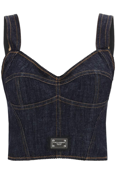 Dolce & Gabbana Indigo Cumber Evlox Denim Camisole In Blue