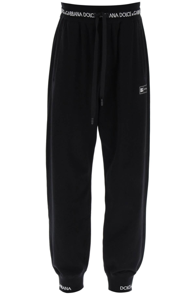 Dolce & Gabbana Logo Trim Sweatpants In Black