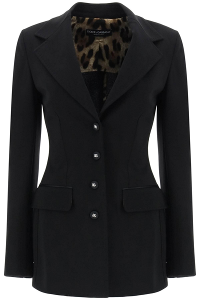 Dolce & Gabbana Milano-stitch Jersey Single-breasted Jacket In Black