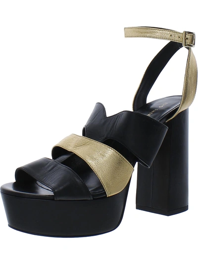 Ilio Smeraldo Bailey Womens Leather Buckle Platform Heels In Black