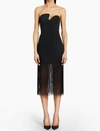 Amanda Uprichard Strapless Puzzle Dress With Fringe In Black