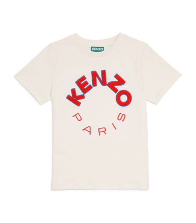 Kenzo Logo-embroidered Cotton T-shirt In Ivory