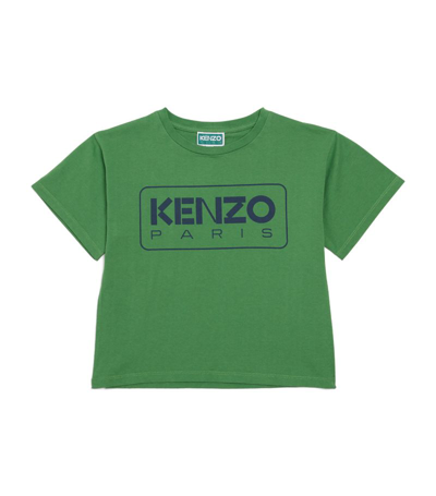 Kenzo Kids' Cotton Logo T-shirt (2-14 Years) In Green