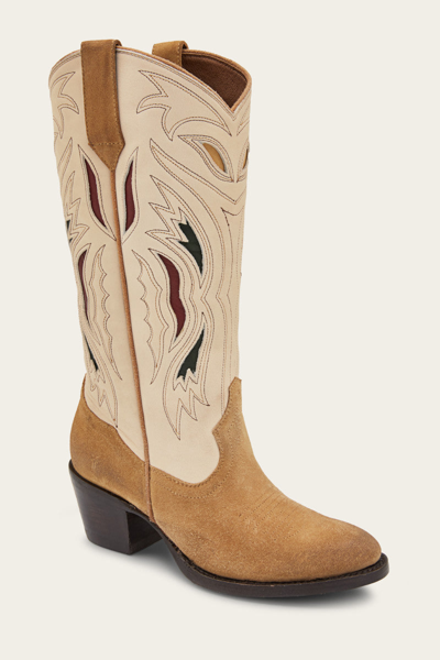 The Frye Company Frye Shelby Deco Stitch Western Boots In White Multi