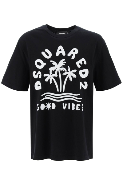 Dsquared2 T-shirt With Logo Print In Black