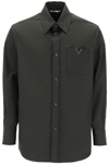 VALENTINO SNAP-UP OVERSHIRT IN STRETCH NYLON