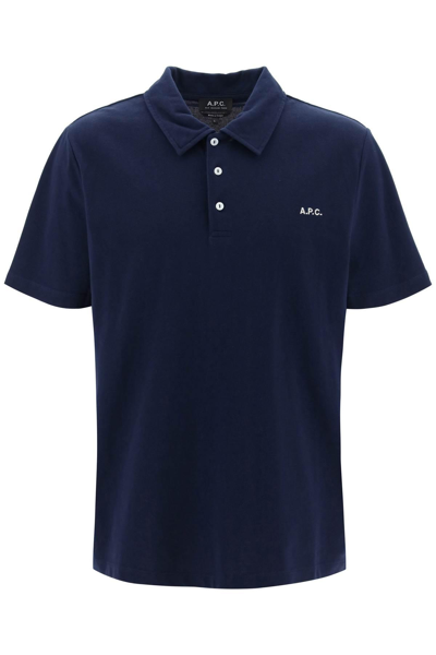 Apc A.p.c. Austin Polo Shirt With Logo Embroidery In Blue