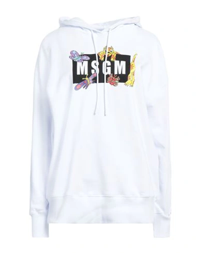 Msgm Woman Sweatshirt White Size L Cotton