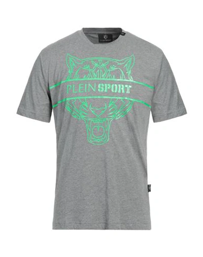 PLEIN SPORT PLEIN SPORT MAN T-SHIRT LIGHT GREY SIZE S COTTON, ELASTANE