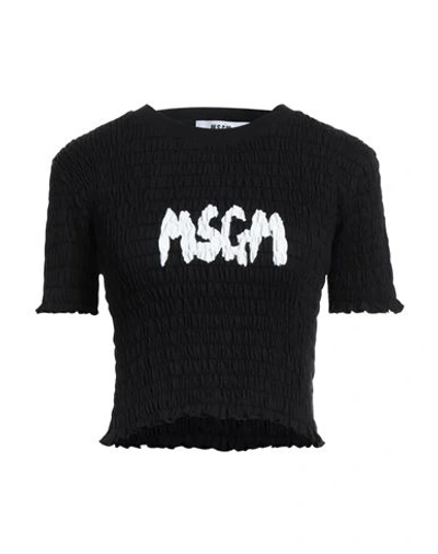 Msgm Woman T-shirt Black Size M Cotton