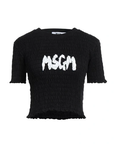 Msgm Woman T-shirt Black Size M Cotton In Black
