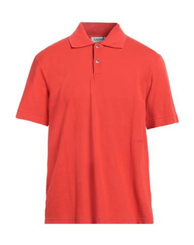 Lanvin Press-stud Polo Shirt In Tomato Red