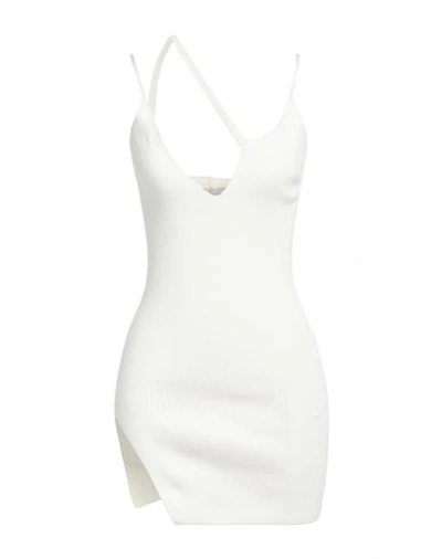 Laneus Woman Mini Dress Cream Size 6 Cotton, Lycra In White