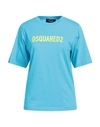 Dsquared2 Woman T-shirt Azure Size S Cotton In Blue