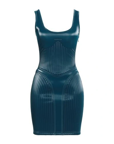 Mugler Woman Mini Dress Blue Size 6 Polyamide, Elastane In Blue