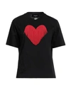 Dsquared2 Heart Embellished Crewneck T-shirt In Black