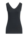 Brunello Cucinelli Woman Tank Top Black Size M Cotton, Elastane, Brass