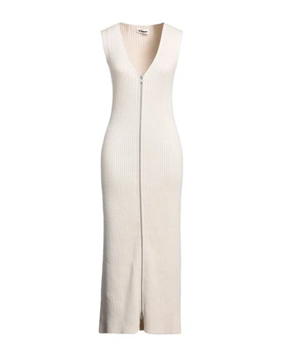 Jil Sander Woman Long Dress Ivory Size 4 Virgin Wool In White