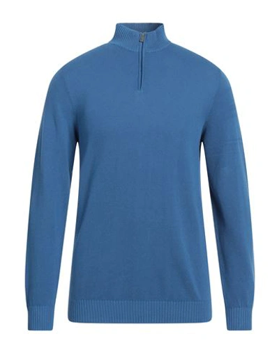 Fedeli Man Turtleneck Navy Blue Size 42 Cotton In Navy Blue