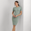 Lauren Petite Cable-knit Short-sleeve Sweater Dress In Soft Laurel