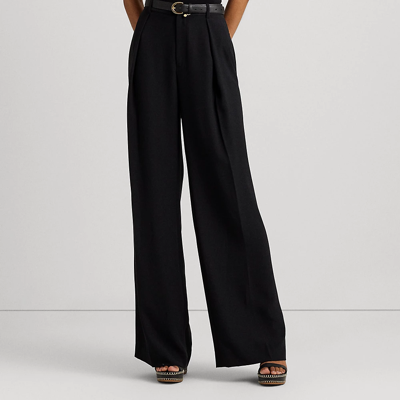 Lauren Ralph Lauren Double-faced Georgette Wide-leg Pant In Black