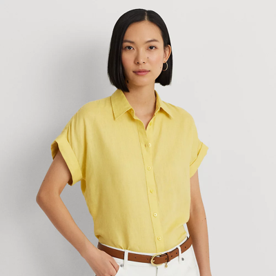 Lauren Ralph Lauren Relaxed Fit Linen Short-sleeve Shirt In Primrose Yellow