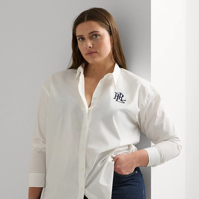 Lauren Woman Relaxed Fit Stretch Cotton Shirt In White