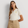 Ralph Lauren Cable-knit Cotton Polo Sweater In Mascarpone Cream