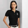 Ralph Lauren Petite Cable-knit Polo Sweater In Black