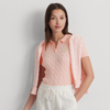 Lauren Ralph Lauren Cable-knit Cotton Polo Sweater In Pink Opal
