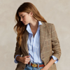 Ralph Lauren Plaid Linen-silk Blazer In Brown Multi Check