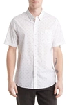 Travis Mathew Better Not Diamond Print Short Sleeve Button-up Shirt In White
