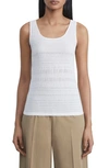 Lafayette 148 Satin Smocked Stripe Sleeveless Blouse In Cloud