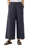 Eileen Fisher Wide-leg Poplin Ankle Pants In Nocturne