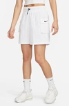 Nike Sportswear Essential Woven High Waist Shorts In White/ Black