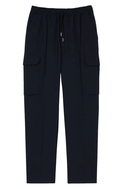 Sandro New Alpha Wool Blend Cargo Trousers In Bleus