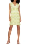 Diane Von Furstenberg Reilly Jacquard Mini Sweater Dress In Vintage Cane Lg Chartreuse