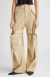 R13 R13 TRENCH WIDE LEG COTTON CARGO PANTS