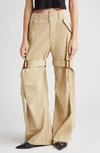 R13 High Waisted Lightweight Cotton Cargo Pants In Light Khaki