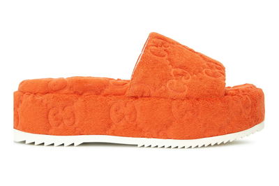Pre-owned Gucci Gg Platform Sandal Orange (women's)