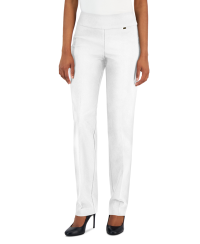 Inc International Concepts Women's Tummy-control Pull-on Straight-leg Pants, Created For Macy's In Bright White
